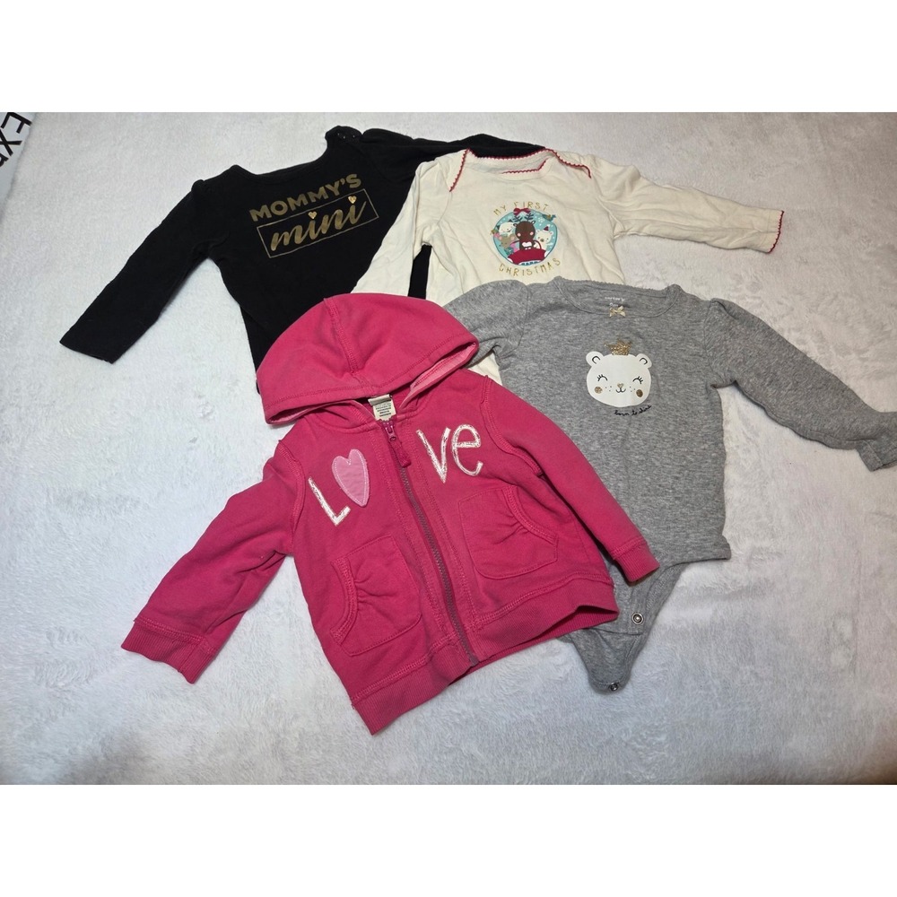 M339 Baby Girl Clothing Lot 6M 9M Carter's Mommy's Mini Christmas Bear Hoodie